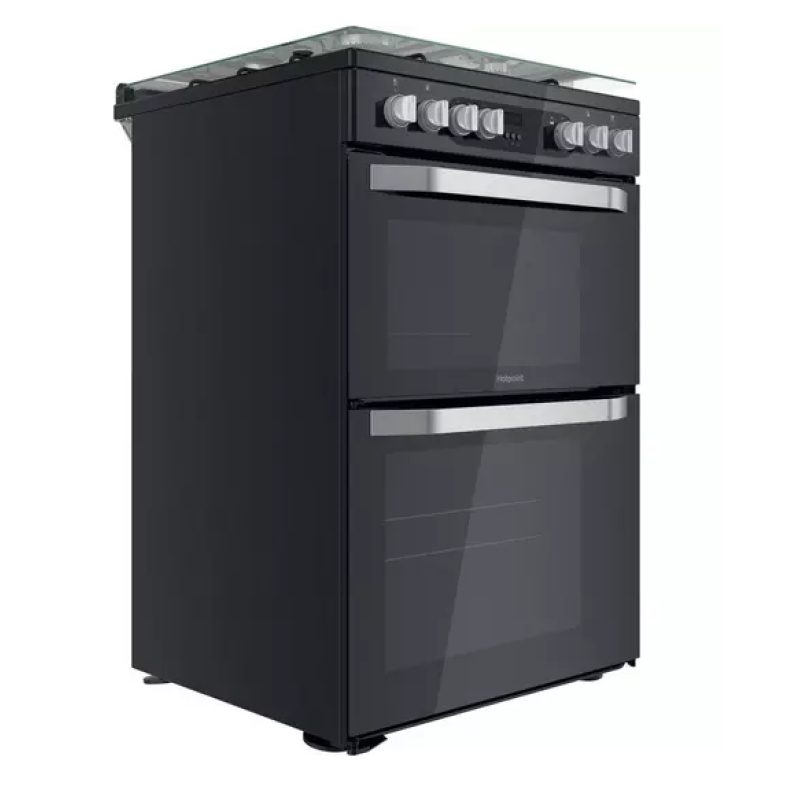 Hotpoint HDM67G9C2CB/UK - Black 4 Zone Dual Fuel Cooker - Catalytic cleaning - A/A energy