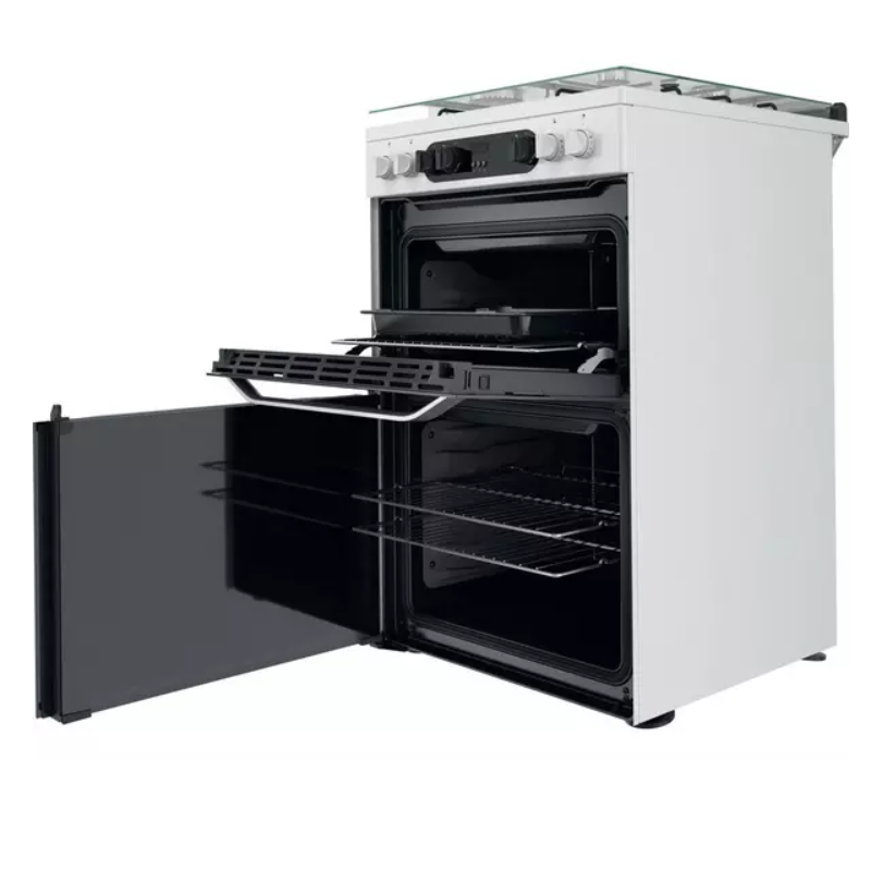 Hotpoint HDM67G9C2CW/UK - White 4 Zone Dual Fuel Cooker - Catalytic cleaning - A/A energy