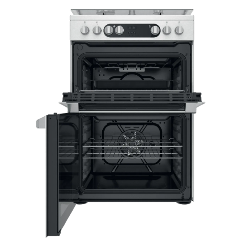 Hotpoint HDM67G9C2CX/U - Stainless steel 4 Zone Dual Fuel Cooker - Catalytic cleaning - A/A energy