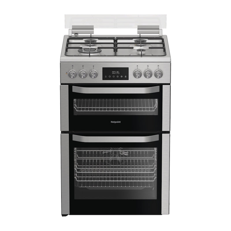 Hotpoint HFD6GDC2SX - Stainless Steel 60cm Double Oven Cooker - Dual Fuel - A/A Energy