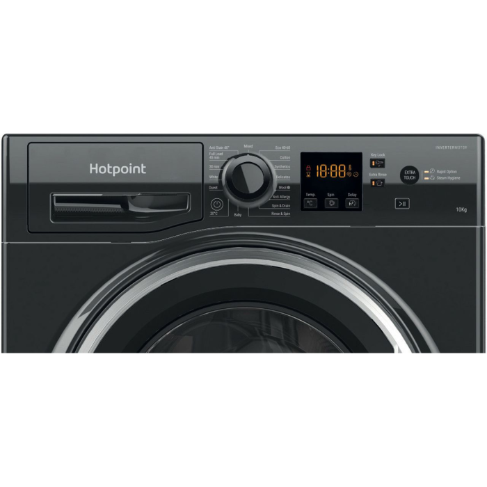 Hotpoint NSWM 1046 BS UK - Black Freestanding 10KG Washing Machine - 1400 RPM - A energy