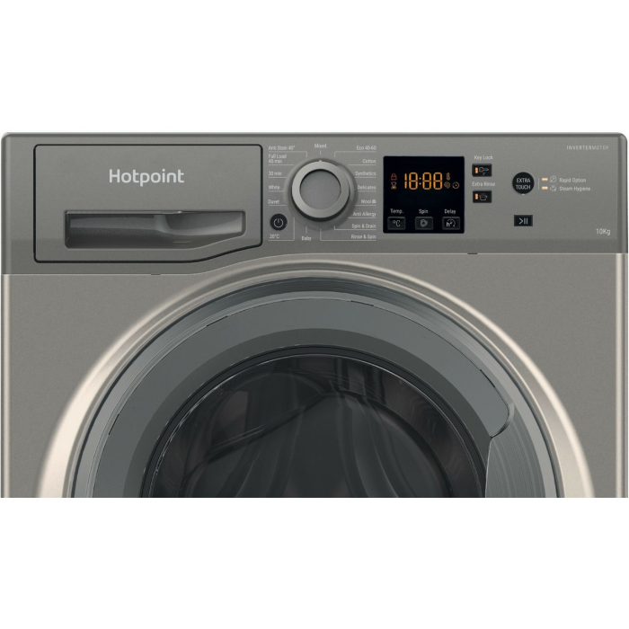 Hotpoint NSWM 1046 GG UK - Graphite Freestanding 10KG Washing Machine - 1400 RPM - A energy