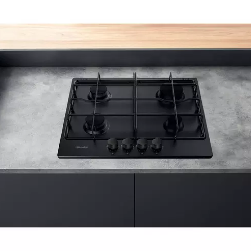 Hotpoint PPH 60P F NB - Black 4 Zone Gas Hob