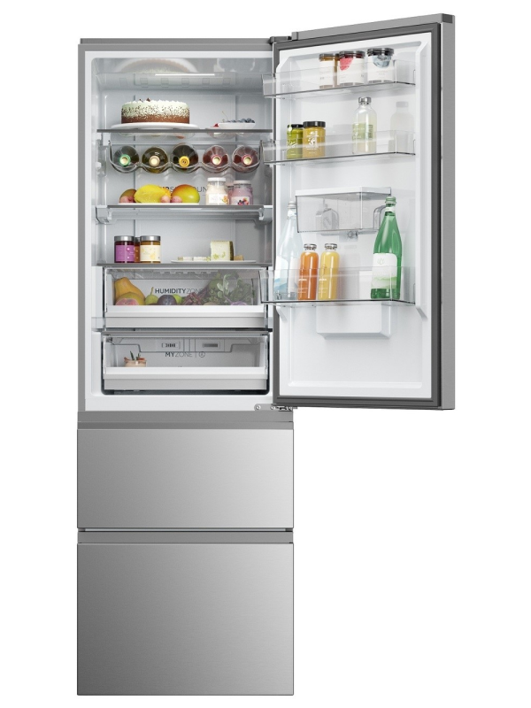 Haier HTW5618DWMG - Silver Freestanding Frost Free Fridge Freezer - D energy