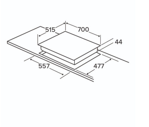 CDA HVG721BL - Black 5 Zone Gas Hob - Display