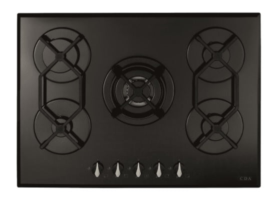 CDA HVG721BL - Black 5 Zone Gas Hob