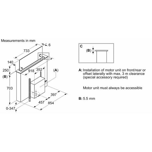 Neff I98WMM1S7B - Clear Glass Downdraft Extractor - 833m³/h - A Energy