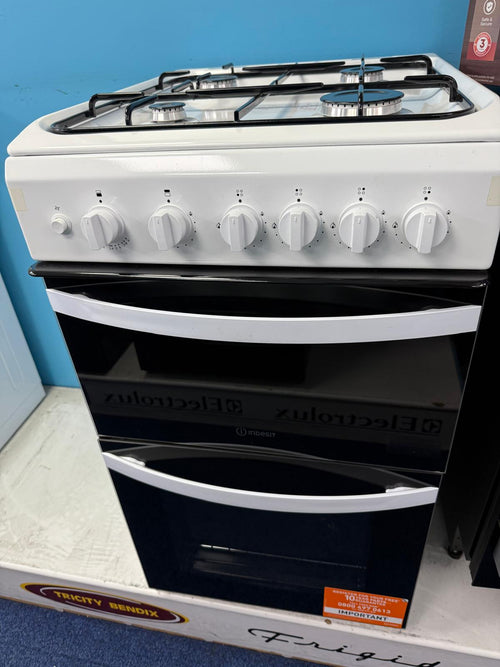 Indesit ID5G00KMW/UK - White 4 Zone Gas Cooker - A energy - Display