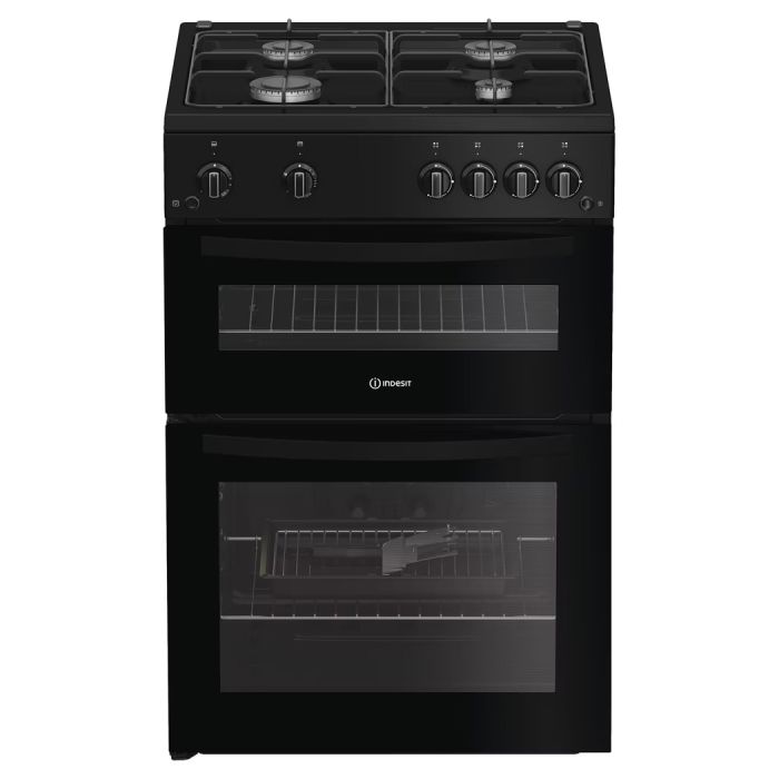Indesit IDG6GB- Black 60cm Gas Double Cooker - A+ Energy Rating