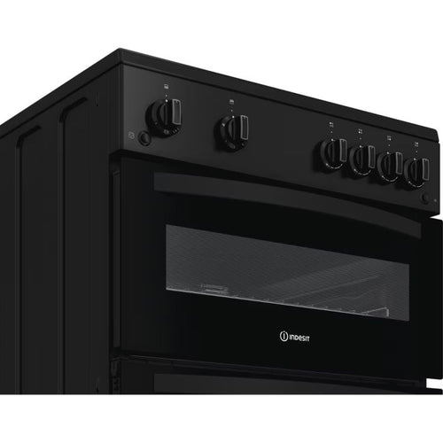 Indesit IDG6GB- Black 60cm Gas Double Cooker - A+ Energy Rating - Display