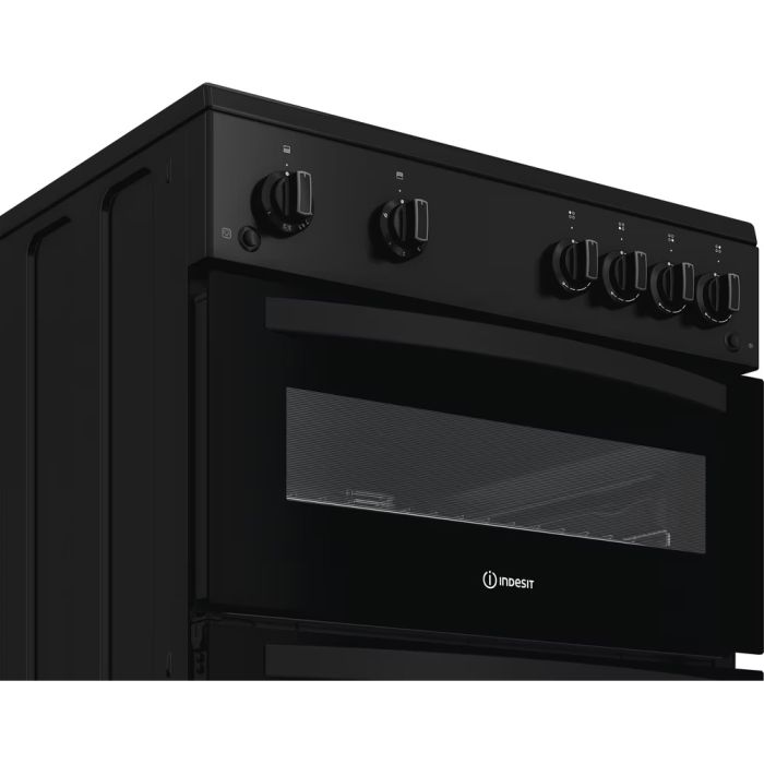 Indesit IDG6GB- Black 60cm Gas Double Cooker - A+ Energy Rating - Display
