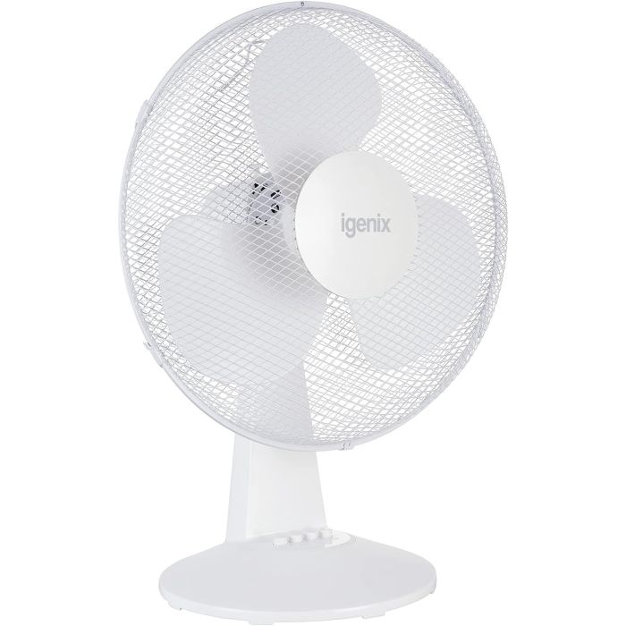 Igenix DF1610 - White 50W Portable Desk Fan - 16 Inch - 3 Speed Settings - Oscillating