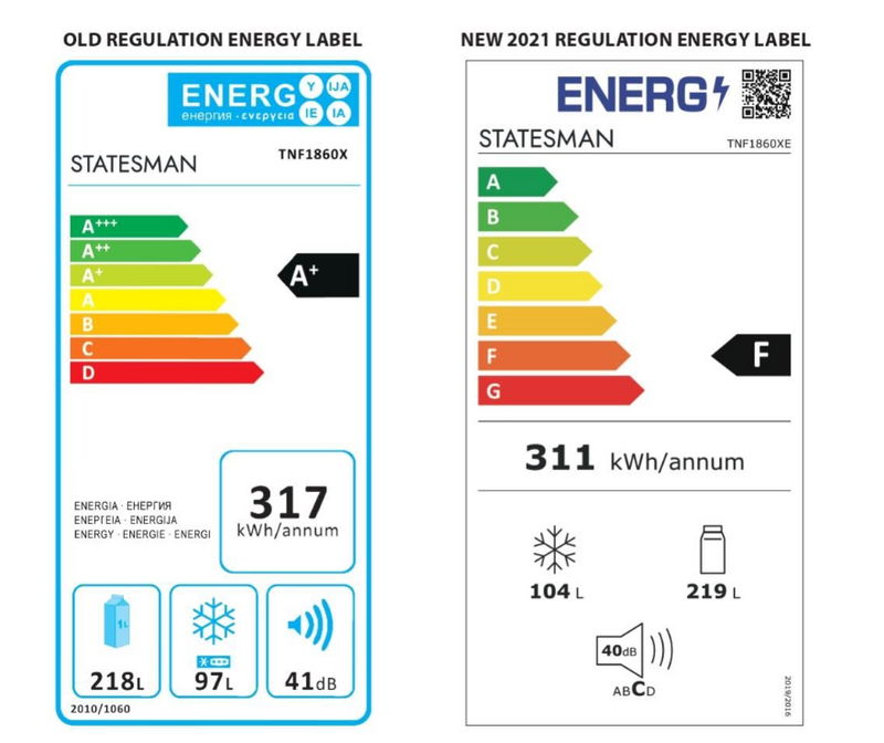 Statesman TNF1860XE - Silver Freestanding 60/40 Fridge Freezer - F energy