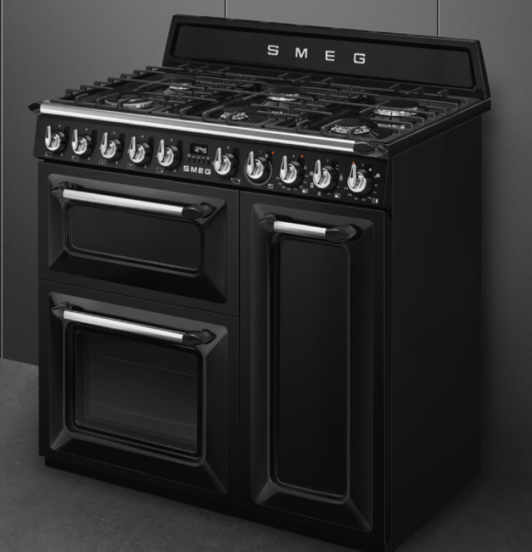 Smeg TR93BL - Black 6 Zone Dual Fuel Cooker - A/B energy