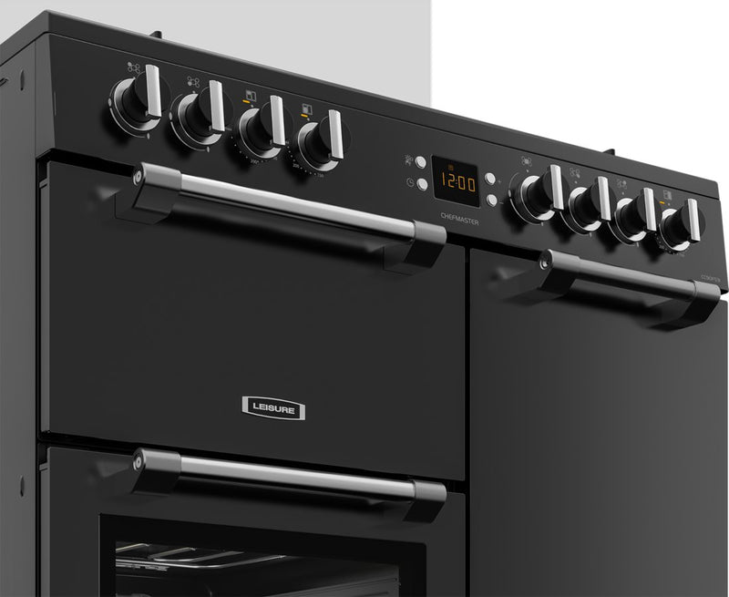 Leisure Chefmaster CC90F531 - Black 90cm Dual Fuel Range Cooker - 5 Burner Gas Hob, 3 Ovens - A Energy