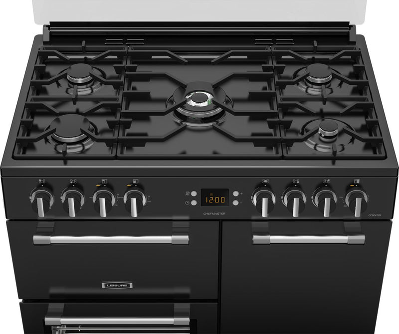 Leisure Chefmaster CC90F531 - Black 90cm Dual Fuel Range Cooker - 5 Burner Gas Hob, 3 Ovens - A Energy