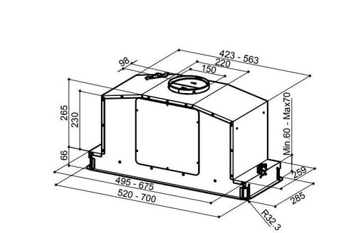 Faber IN-LIGHT-EV8P-WH-MATT-A70 - White 70cm Canopy Hood - 635m³/h - A Rated