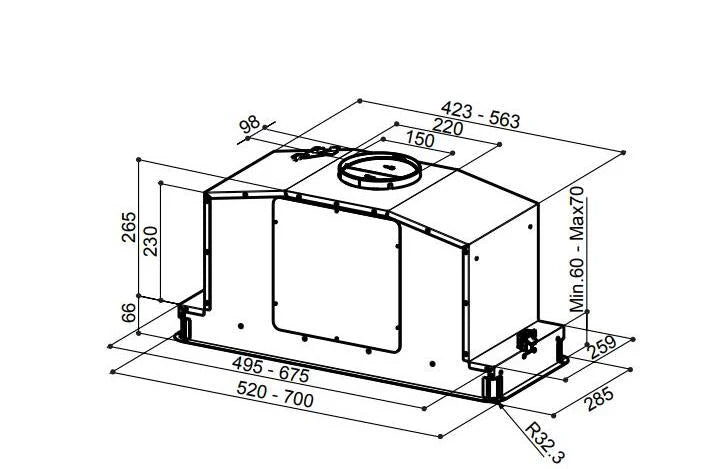 Faber IN-LIGHT-EV8P-WH-MATT-A70 - White 70cm Canopy Hood - 635m³/h - A Rated