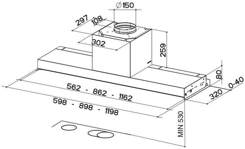 Faber In-Nova Premium EV8+ X A60 - Stainless Steel 60cm Integrated Cooker Hood - 670 m3/h Extraction - A Energy Rating