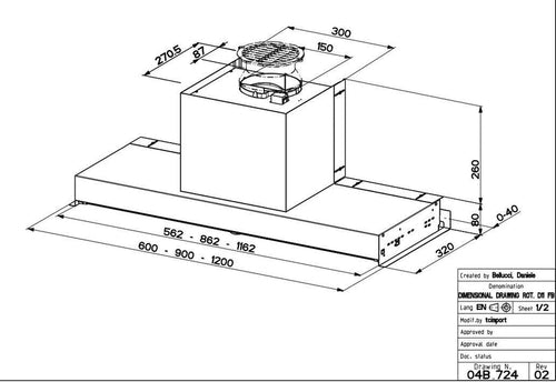 Faber IN-NOVA-SMART-PLUS-X-A120 - Stainless Steel Integrated Extractor - 120cm Wide - D Rated