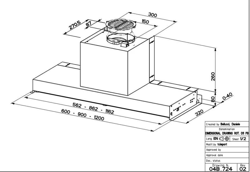 Faber IN-NOVA-SMART-PLUS-X-A60 - Stainless Steel 60cm Integrated Hood - 360m³/h - D Rated