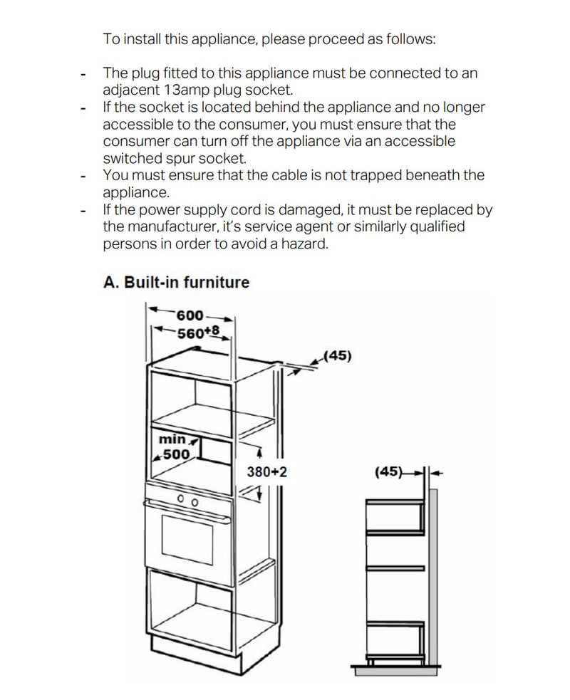 Montpellier MWBI90025 - Stainless Steel Built-In Microwave & Grill - 25L Capacity - 900W/1000W