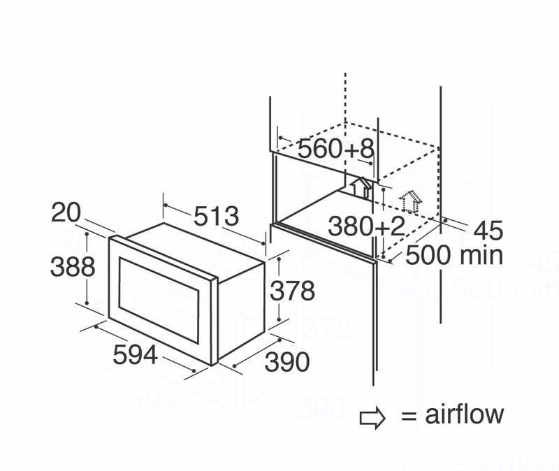 CDA VM231SS - Stainless steel Built in Microwave