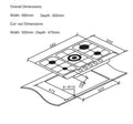 Cata UBGHDFFJ70.1 - Stainless Steel 68cm Gas Hob - 5 Burners - Display
