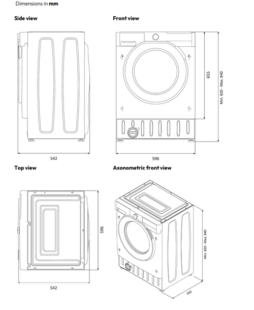 Candy CBW 49D1W4J-80 - White 9KG Integrated Washing Machine - 1400RPM - B Energy