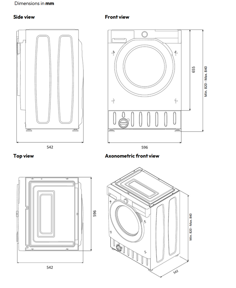 Candy CBW 49D1W4J-80 - White 9KG Integrated Washing Machine - 1400RPM - B Energy