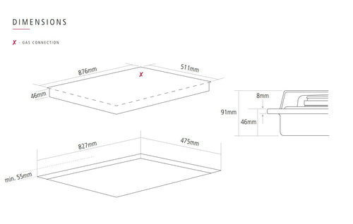 Caple C889G - Black 5 Zone Gas Hob