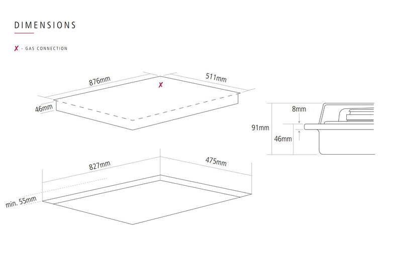 Caple C889G - Black 5 Zone Gas Hob