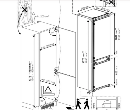 Indesit KINH 1271 B4UK 178cm 70/30 Integrated Frost Free Fridge Freezer with Sliding Door Hinge - White - E Rated