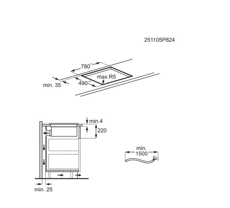 AEG CCE84751FB - Black 4 Zone Venting Hob - A energy