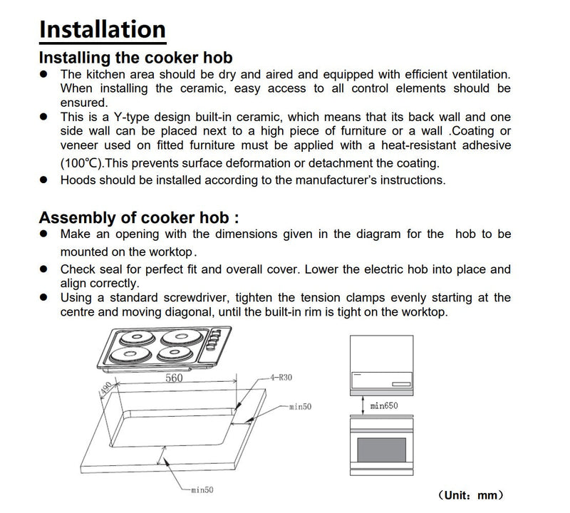 Cata UBCH60KCR - Black Ceramic Hob - 4 Zones - Side Controls - Display