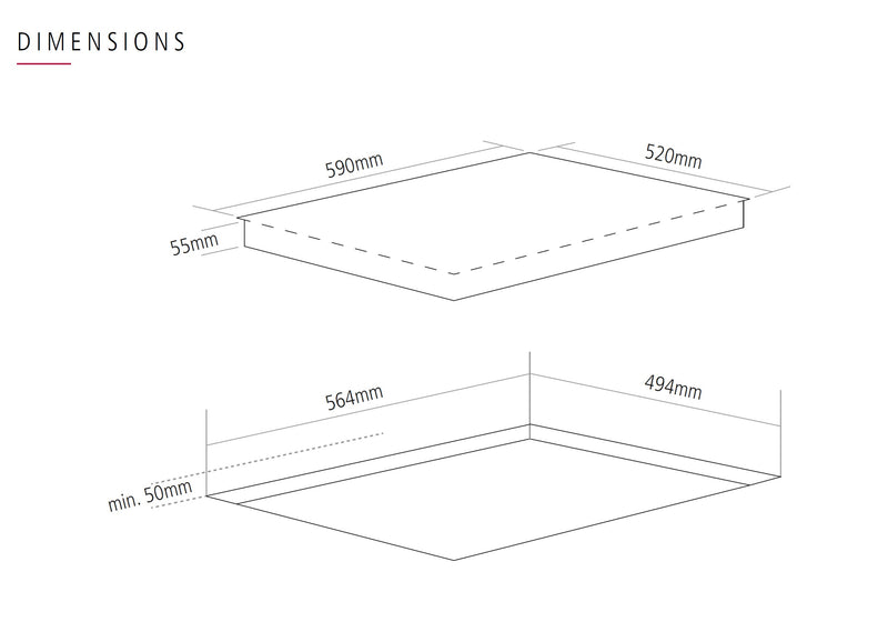 Caple C809C - Black 4 Zone Ceramic Hob