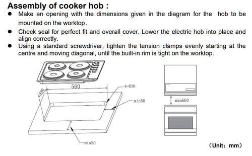 Cata UBSPH60KCR - Stainless steel 4 Zone Solid Plate Hob