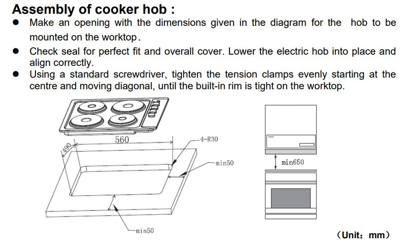 Cata UBSPH60KCR - Stainless steel 4 Zone Solid Plate Hob