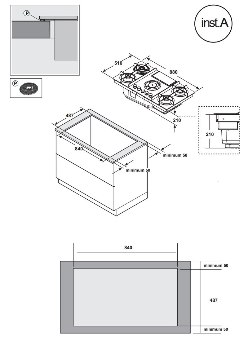 Elica NT-FLAME-BLK-RC - Black 4 Zone Venting Hob - A energy