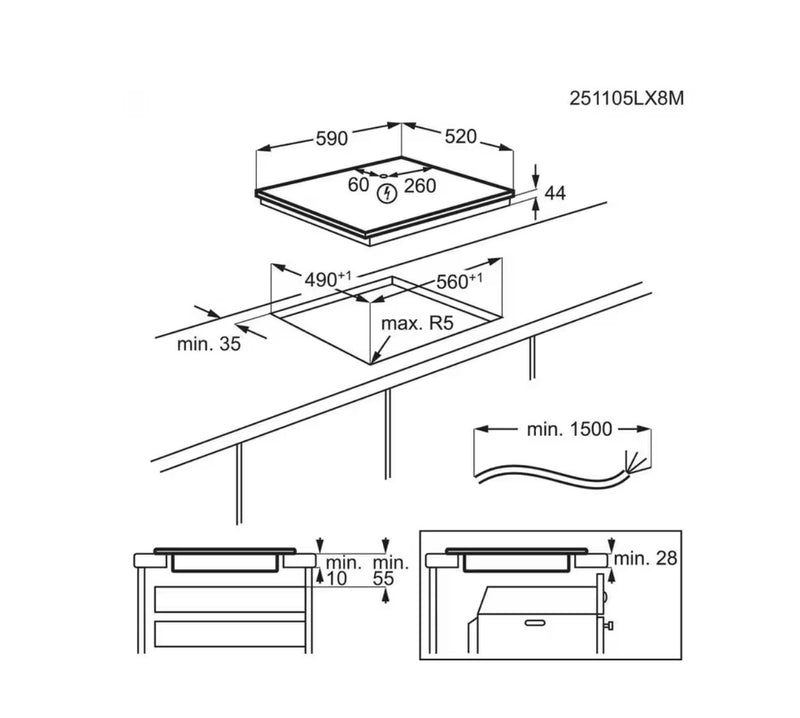 AEG TO64IC0XFB - Black Induction Hob - 60cm - 4 Zones
