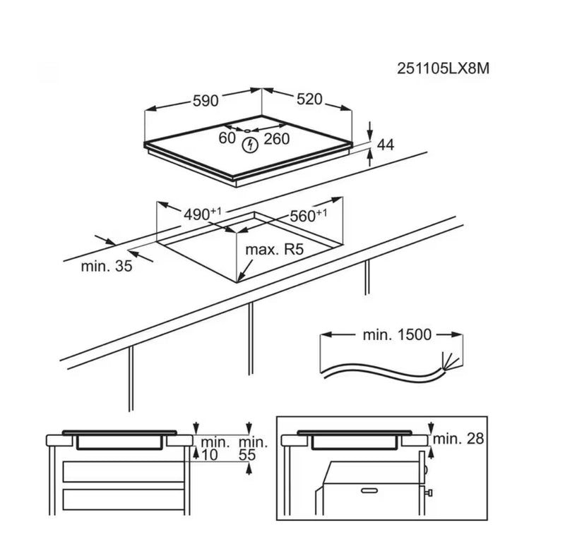 AEG TN64IA04FB - Black Induction Hob - 59cm - 4 Zones