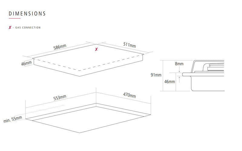 Caple C886G - Black 4 Zone Gas Hob
