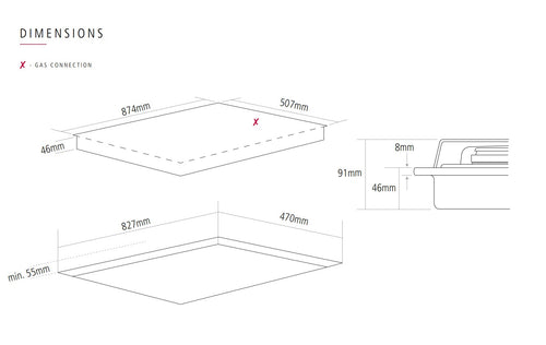Caple C789G - Black 5 Zone Gas Hob