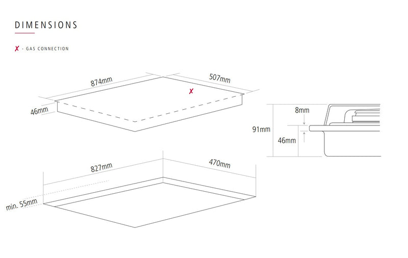 Caple C789G - Black 5 Zone Gas Hob