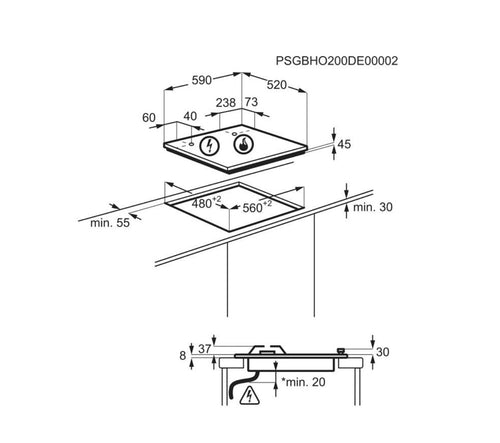 AEG HKB64450NB - 4 Zone Gas Hob