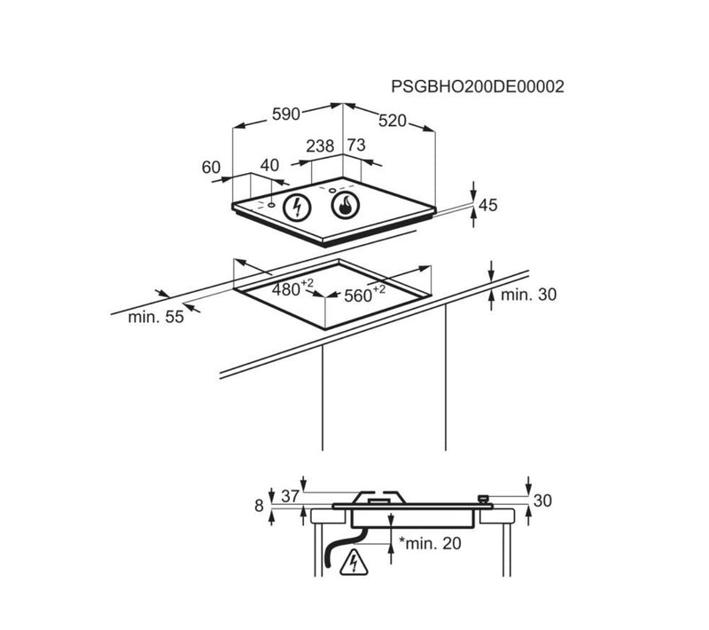 AEG HKB64450NB - 4 Zone Gas Hob