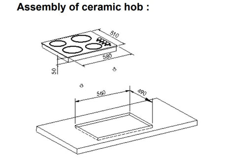 Teknix BITK260CHK - Black 60cm Ceramic Hob - 4 Zones - Knob Control
