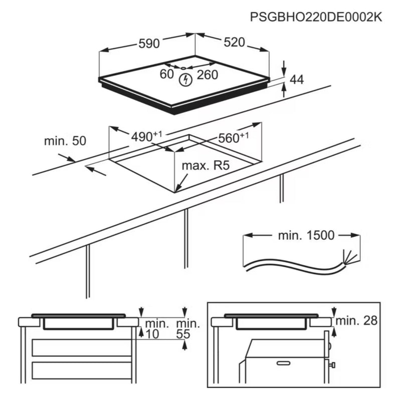 AEG TI64IB10FB - Black Induction Hob - 59cm - 4 Zones
