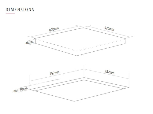Caple C8800i - Black 80cm Induction Hob - 5 Cooking Zones