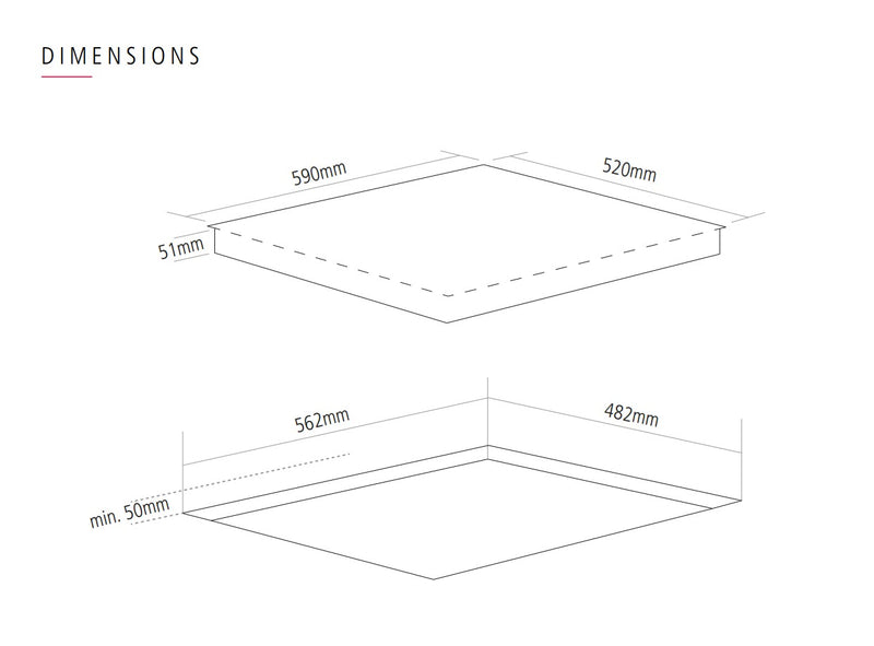 Caple C817C - Black Ceramic Hob - 4 Zones - Touch Control